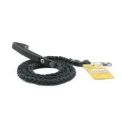 Поводок Cristel для собак, кожаный, "колосок-квадрат малый", 12 мм / 125 см, чёрный