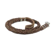 Поводок Cristel для собак, кожаный, 4-х жильный, круглый, 130 см, коньяк