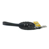 Поводок Cristel для собак, кожаный, 4-х жильный, круглый, 130 см, чёрный