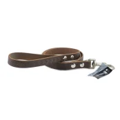 Поводок Cristel для собак, кожаный, с тиснением "лапка", 20 мм / 140 см, коньяк