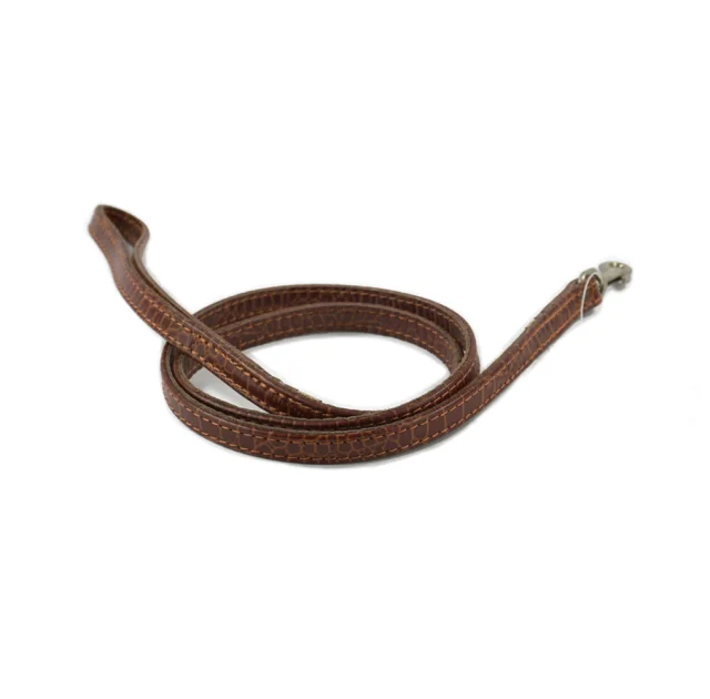 Повідець Cristel для собак, тришаровий, з фурнітурою "нікель", принт "кайман", 12 мм, шкіра, коричневий