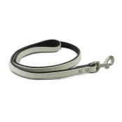 Повідець Cristel для собак, чотиришаровий, з фурнітурою і заклепками, шкіра, 20 мм, біло-чорний