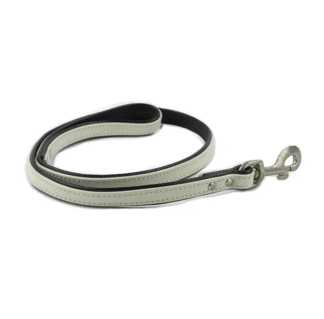 Повідець Cristel для собак, чотиришаровий, з фурнітурою і заклепками, шкіра, 20 мм, біло-чорний