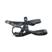 Шлейка Cristel для собак, кожа зенит, лакированная, прошитая, 12 мм / 32 см / 38-48 см, чёрный