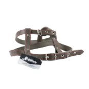 Шлейка Cristel для собак, кожа зенит, лакированная, прошитая, 18 мм / 40-50 см / 50-60 см, коричневый