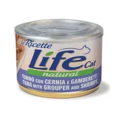 Консерва LifeCat Tuna With Grouper And Shrimps для кошек от 6 месяцев, тунец с окунем и креветками, 150 г