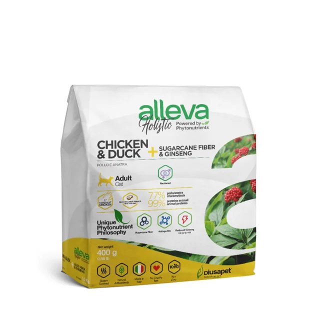 Сухий корм Alleva Holistic Hairball Cat Adult Chicken&Duck для виведення шерсті у котів, курка та качка, 400 г