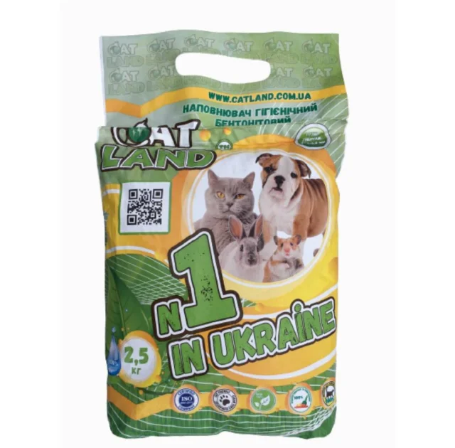 Бентонітовий наповнювач Cat Land для домашніх тварин, гранули 0.6-5 мм, 2.5 кг