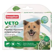 Капли Beaphar Veto Pure Spot от блох, клещей и комаров для собак от 15 до 30 кг, био натуральные, цена за 1 пипетку