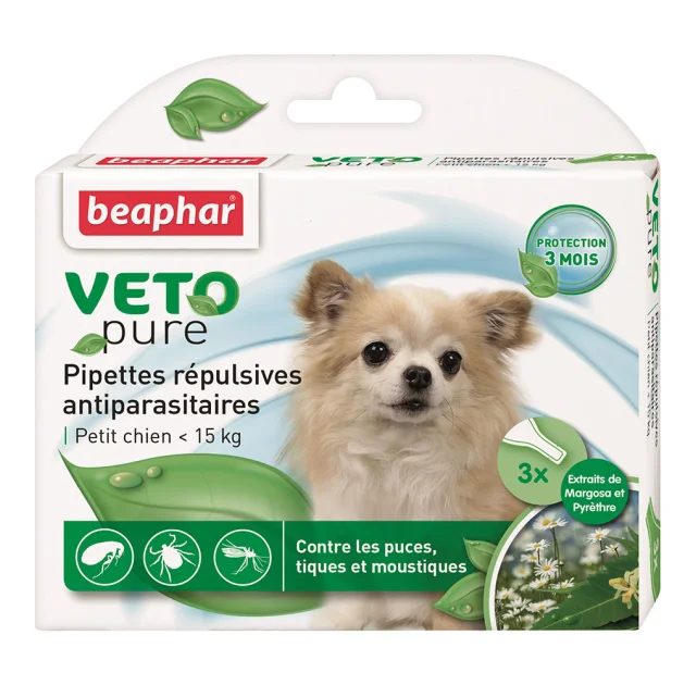 Краплі Beaphar Veto Pure Spot від бліх, кліщів та комарів для собак до 15 кг, біо натуральні, ціна за 1 піпетку