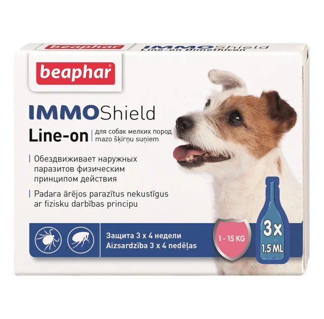 Краплі Beaphar IMMO Shield Line-on краплі від бліх, кліщів та комарів для собак вагою 1-15 кг, ціна за 1 піпетку