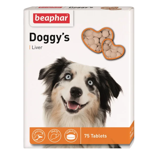 Витаминизированное лакомство Beaphar Doggy’s Liver для собак, со вкусом печени, 75 табл