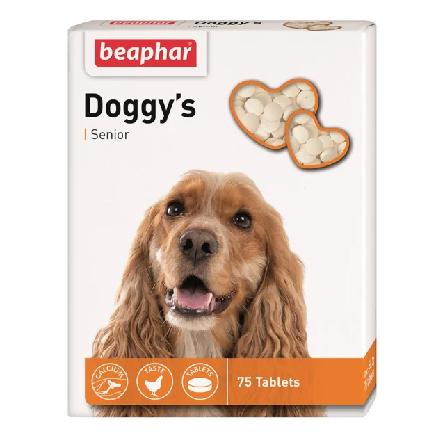 Вітамінізовані ласощі Beaphar Doggy’s Senior для собак старше 7 років, 75 табл