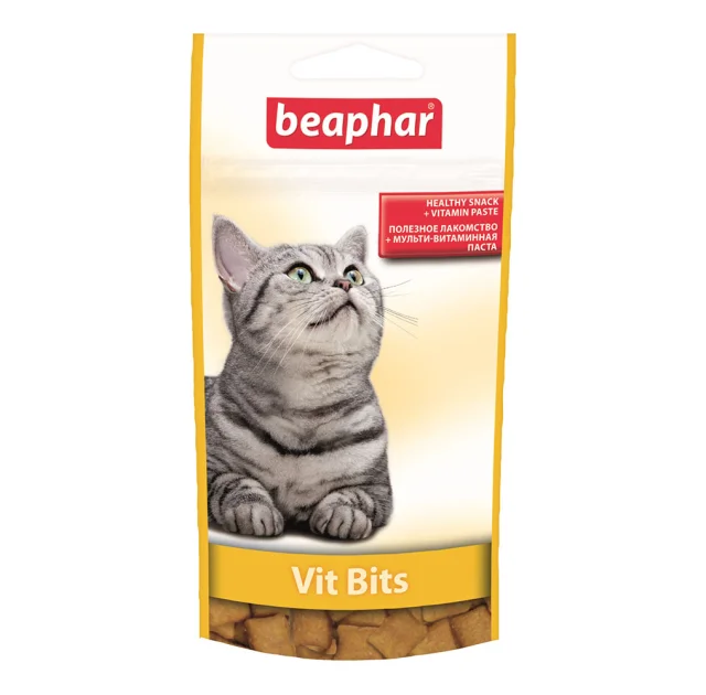 Ласощі Beaphar Vit Bits подушечки з мультивітамінною пастою для котів, 35 г