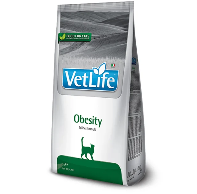 Сухой корм Farmina Vet Life Obesity для кошек, диетическое питание для снижения лишнего веса, 2 кг