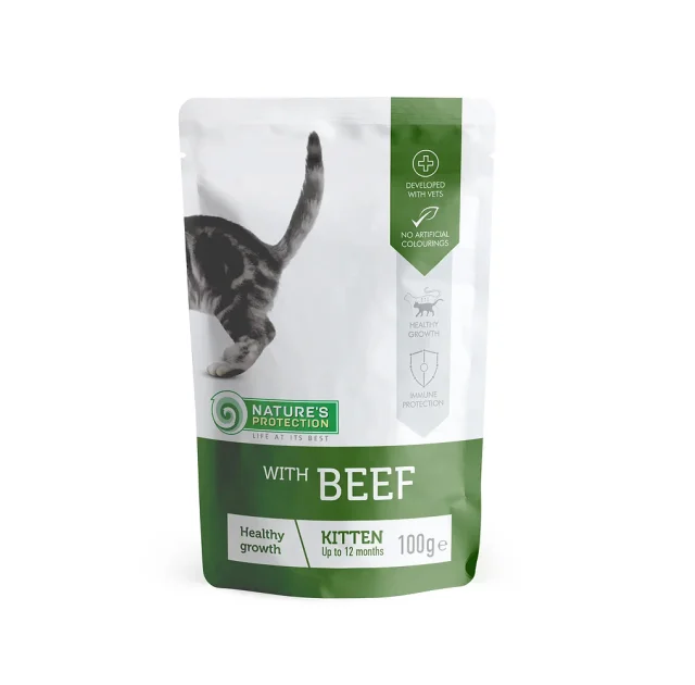 Влажный корм Natures Protection Kitten Beef, для котят, с говядиной, 100 г