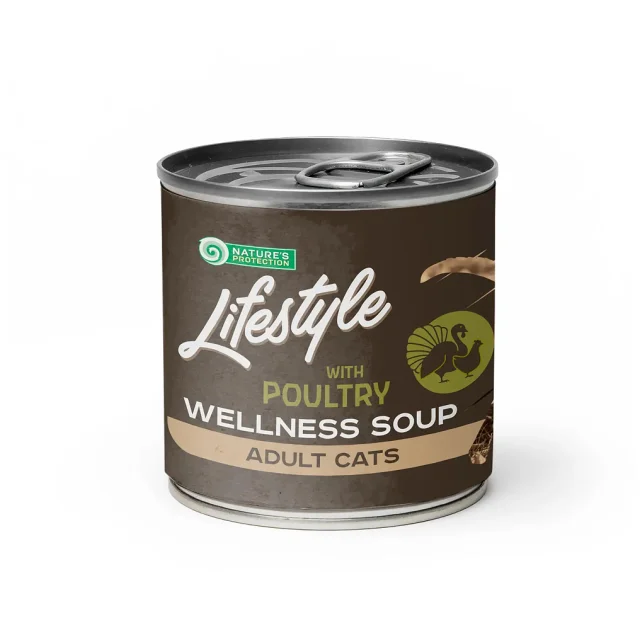 Консервы Natures Protection Lifestyle Adult Longhair Poultry Soup для кошек с длинной шерстью, куриный суп, 140 г
