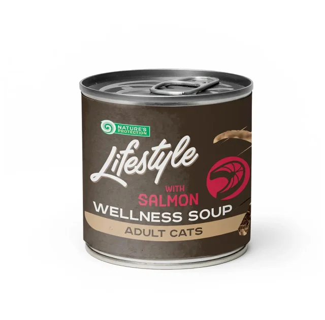 Консервы Natures Protection Lifestyle Adult Sterilised Salmon Soup для стерилизованных кошек, лососевый суп,140 г
