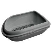 Туалет AnimAll CNR-130 для кошек, под наполнитель, с сеткой, серый, 57×39×23 см