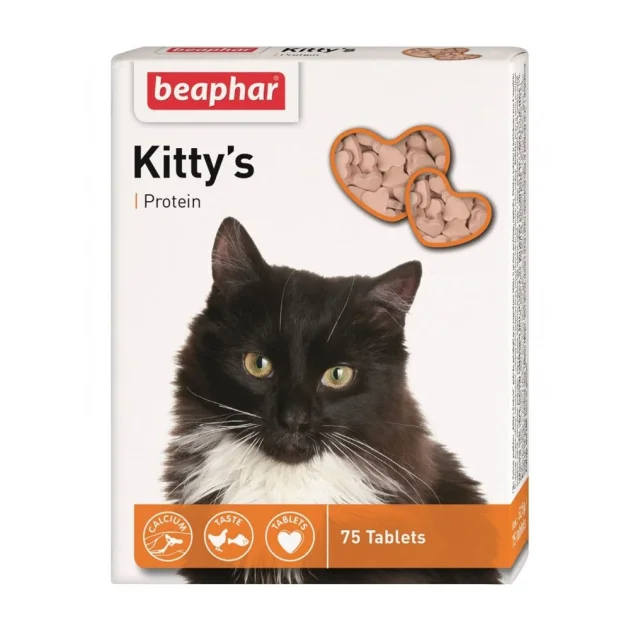 Витаминизированное лакомство Beaphar Kitty's Taurin Biotin для кошек, с протеином и рыбой, 75 табл