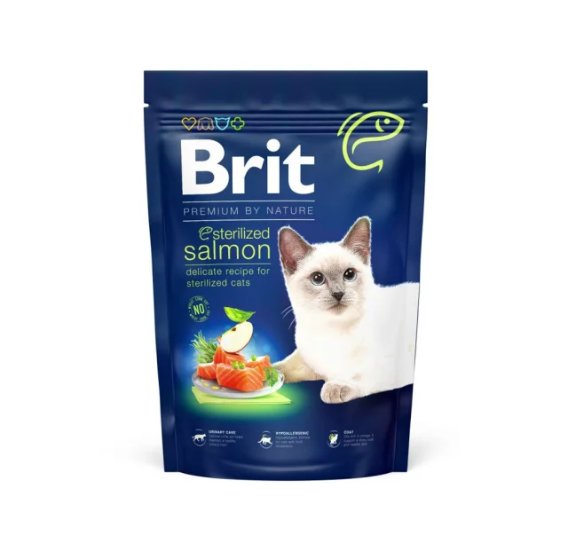 Сухой корм Brit Premium by Nature Cat Sterilized для стерилизованных кошек, с лососем, 1.5 кг