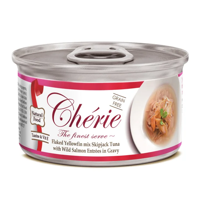 Консерви Cherie Signature для котів, ніжні шматочки тунця і дикого лосося в соусі, 80 г