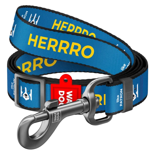 Повідець Waudog Nylon для собак, нейлоновий, малюнок "Патрон", регульований, розмір M, 20 мм/152-183 см