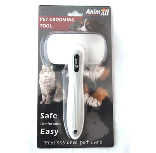 Пуходерка AnimAll Groom для собак и кошек, с автоматической системой очистки, серая