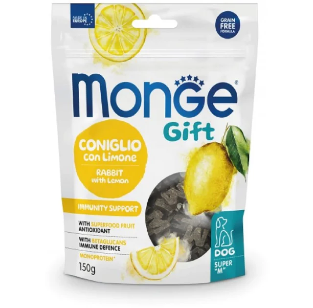 Лакомство Monge Gift Dog Immunity support для собак, поддержка иммунитета, кролик с лимоном, 150 г