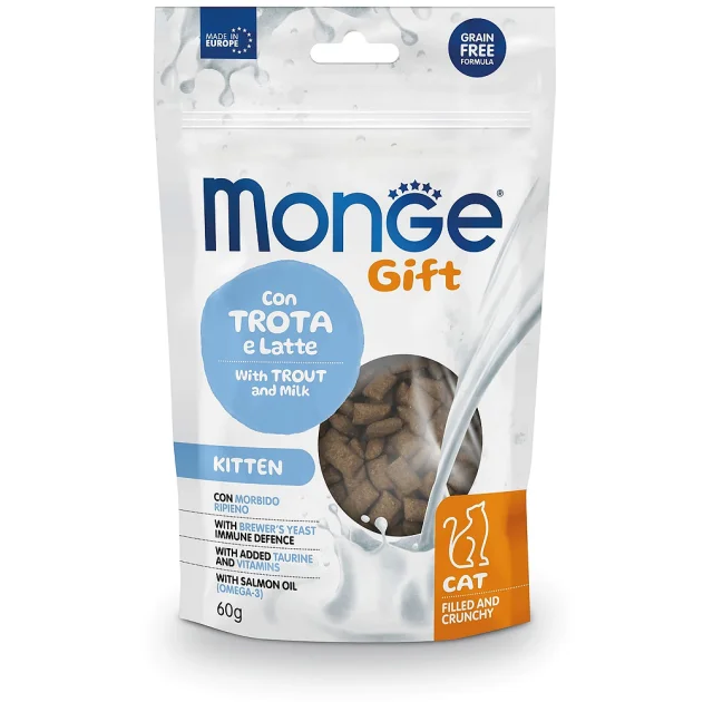 Ласощі Monge Gift Cat Kitten для кошенят, форель і молоко, 60 г