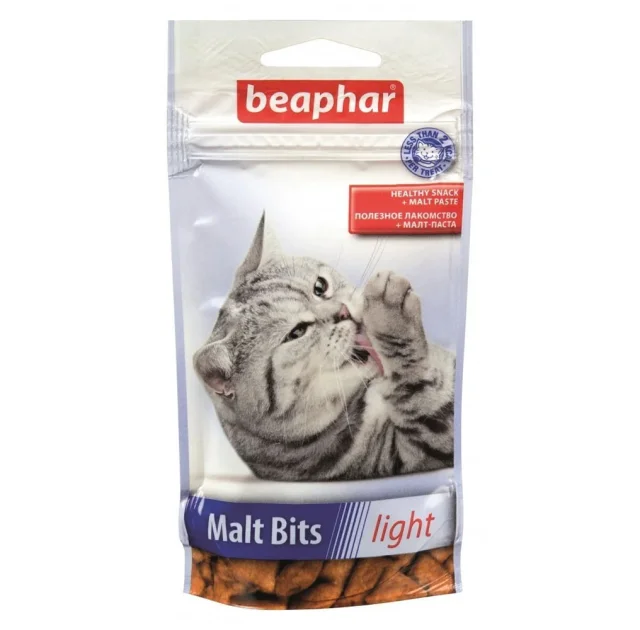 Подушечки Beaphar Malt Bits Light для кошек склонных к лишнему весу, вывод шерсти из желудка, 35 г