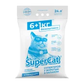 Древесный наполнитель SuperCat Стандарт для кошачьих туалетов, 6+1 кг