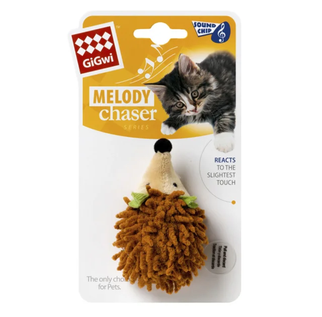 Игрушка GiGwi Melody Chaser Ёжик для кошек, с электронным чипом, 7 см