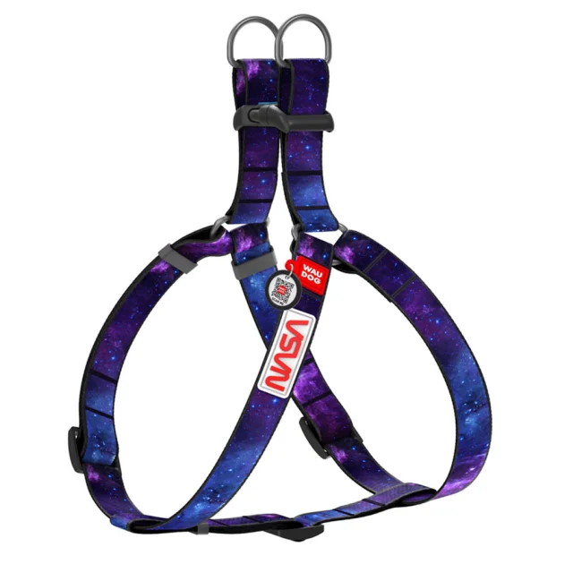 Шлея Waudog Nylon c QR-паспортом для собак, рисунок "NASA21", нейлон/пластик, размер M, 20 мм/50-80 см