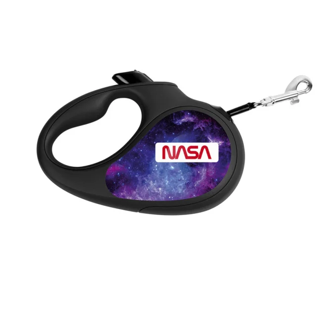Повідець-рулетка Waudog R-leash для собак, малюнок "NASA21", L, до 50 кг, 5 м, стрічка, чорний