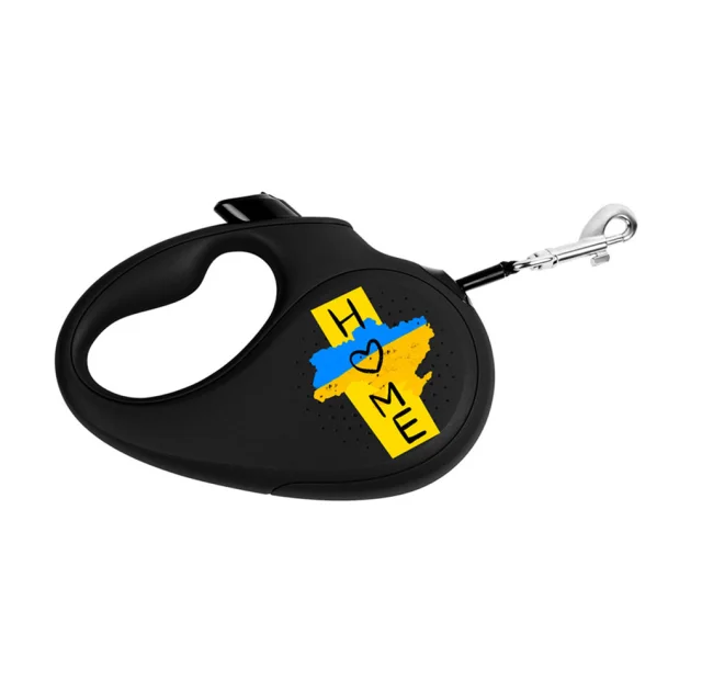 Повідець-рулетка Waudog R-leash для собак, малюнок "Дім", S, до 15 кг, 5 м, стрічка, чорний