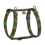 Шлея Waudog Nylon c QR-паспортом для собак, анатомическая, рисунок "Калина", размер S, 30-40/30-50 см