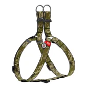 Шлея Waudog Nylon c QR-паспортом для собак, рисунок "Милитари", нейлон/пластик, размер S, 15 мм/40-55 см