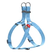 Шлея светоотражающая WAUDOG Re-cotton для собак, с QR паспортом, хлопок/пластик, M, 25 мм/50-80 см, голубой