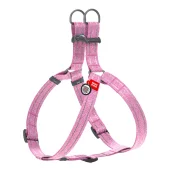 Шлея светоотражающая WAUDOG Re-cotton для собак, с QR паспортом, хлопок/пластик, M, 25 мм/50-80 см, розовый