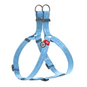 Шлея светоотражающая WAUDOG Re-cotton для собак, с QR паспортом, хлопок/пластик, L, 25 мм/60-90 см, голубой