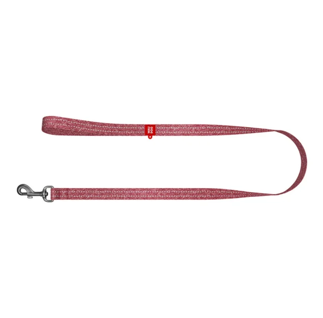 Поводок светоотражающий WAUDOG Re-cotton для собак, с QR паспортом, хлопок, S, 15 мм/150 см, красный