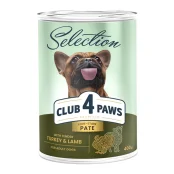 Консервы Клуб 4 Лапы Premium для взрослых собак, паштет с индейкой и ягненком, 400 г