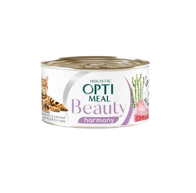 Консервы Optimeal Beauty Harmony для кошек, тунец в желе с водорослями, 70 г