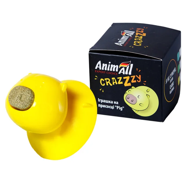 Іграшка AnimAll GrizZzly Pig на присосці, для котів, 7.2×8×8 см, кольори в асортименті