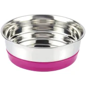 Миска Croci Neon на гумці, для котів і собак, нержавіюча, рожева, 200 мл, 12 см