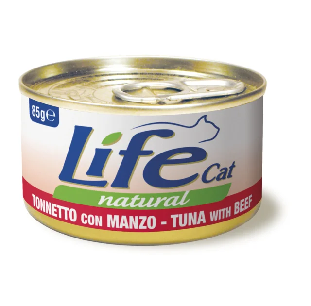 Консерви LifeCat Tuna With Beef для дорослих котів, тунець та яловичина, 85 г