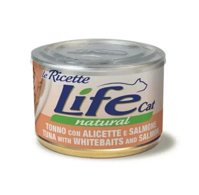 Консерви LifeCat Tuna With Anchovies And Salmon для дорослих котів, тунець з анчоусами та лосось, 150 г