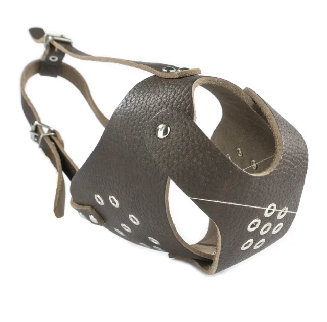 Намордник Cristel для собак, шкіряний, "Пітбультер'єр-2", коричневий