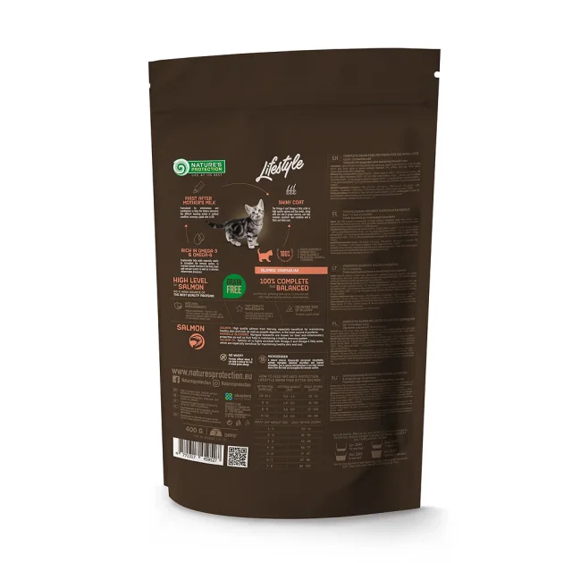 Беззерновой сухой корм Natures Protection Lifestyle Kitten Salmon для котят, с лососем, 400 г